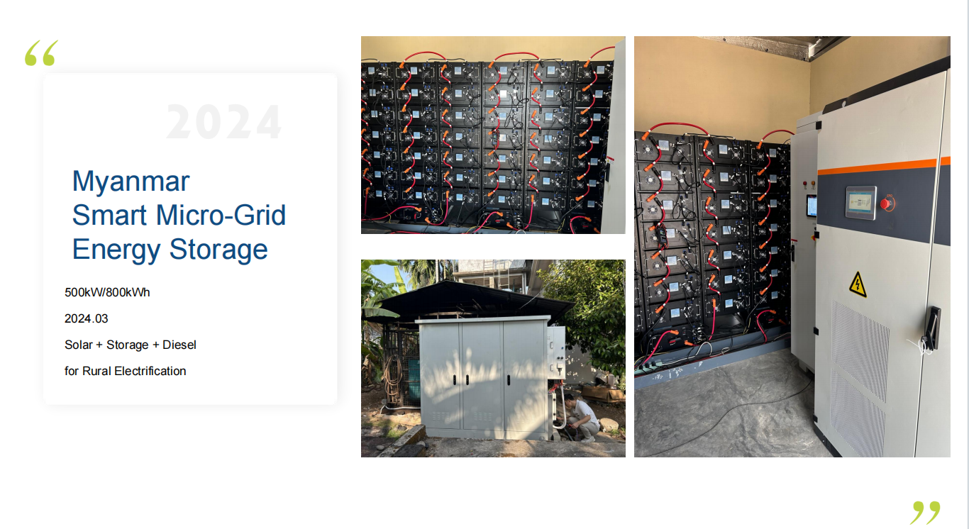 Myanmar Smart Micro-Grid Energy Storage 500kW/800kWh 2024.03 Solar + Storage + Diesel for Rural Elec